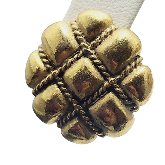 Vintage YSL Textured Pierced Earrings (A2206) - Picture 3 of 5